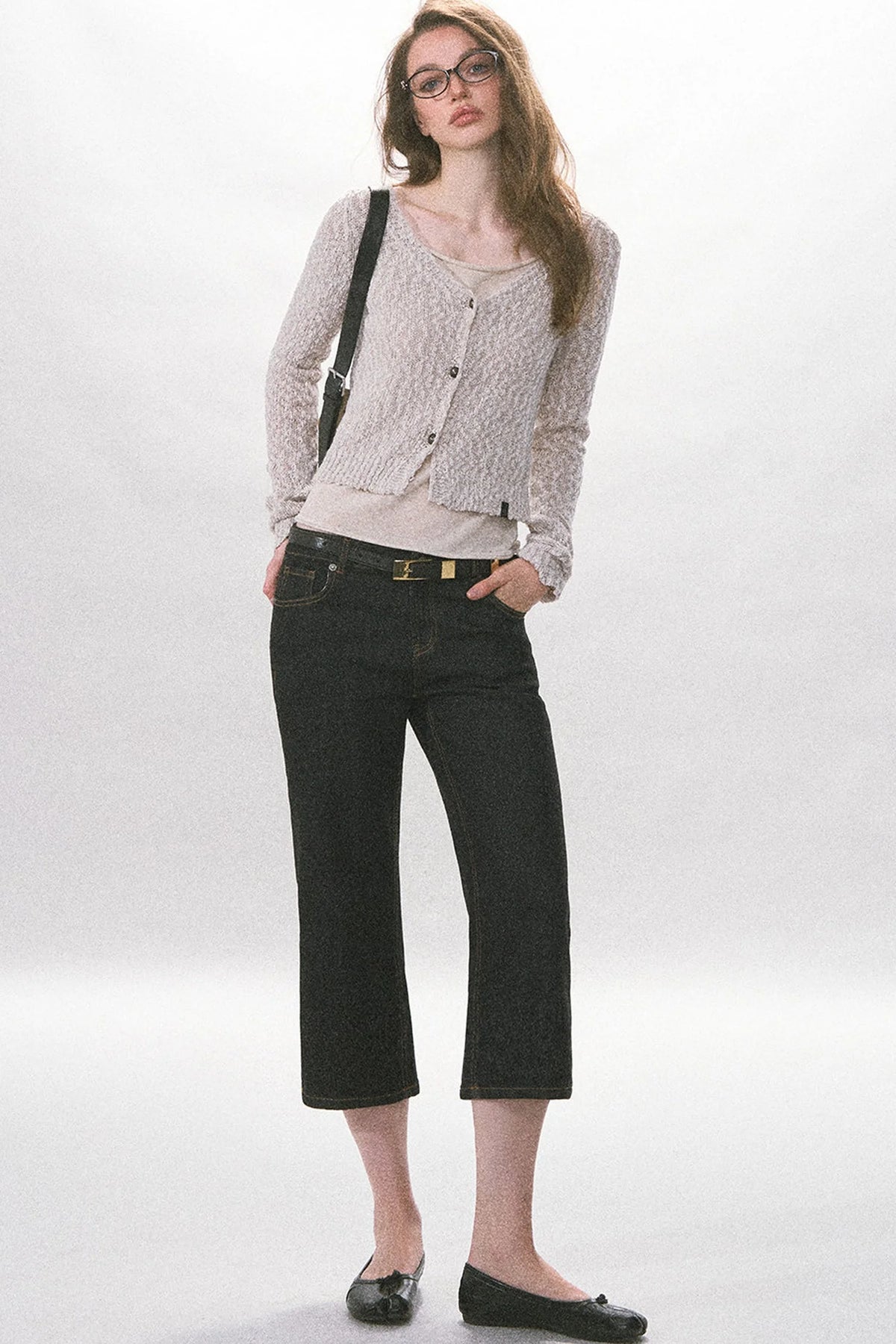 High-Waisted Straight-Leg Washed Jeans