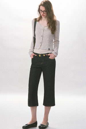 High-Waisted Straight-Leg Washed Jeans