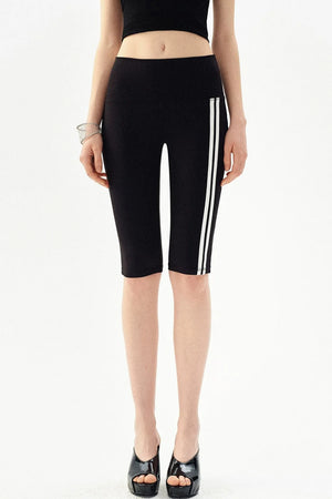 High-Waisted Striped Casual Shorts