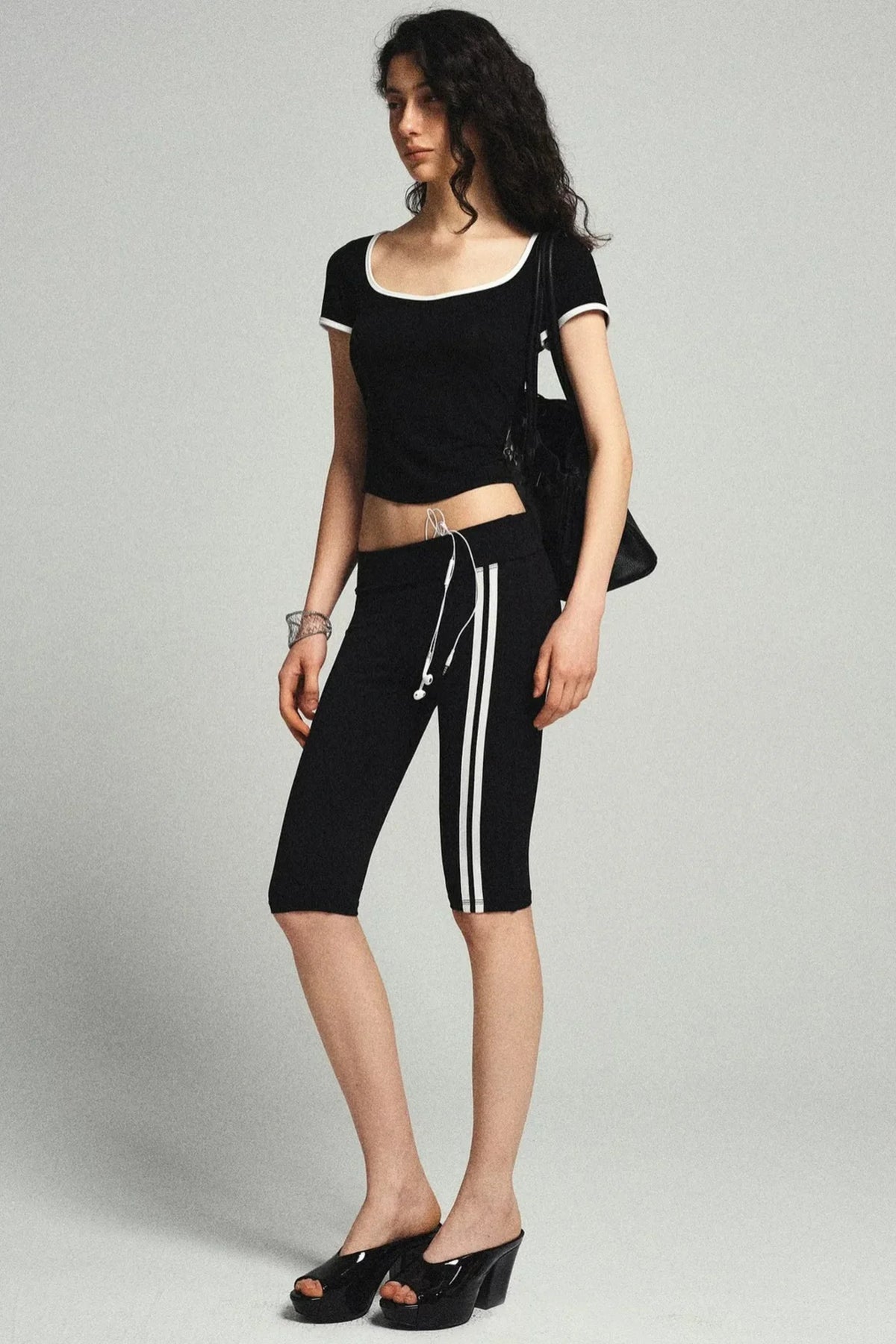High-Waisted Striped Casual Shorts