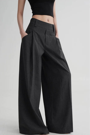 High-Waisted Striped Wide-Leg Pants