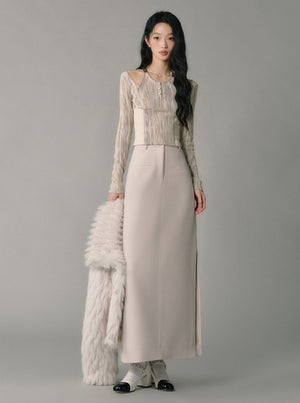 high-waisted suit skirt