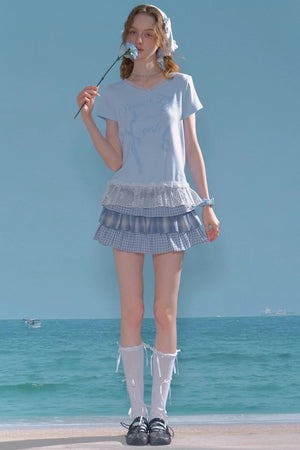 High-Waisted Tie-Dye Pleated Skirt