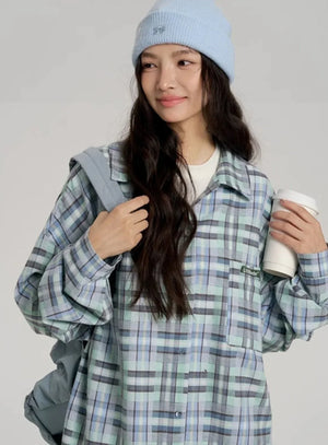 Hip-Hop Loose Plaid Long Shirt