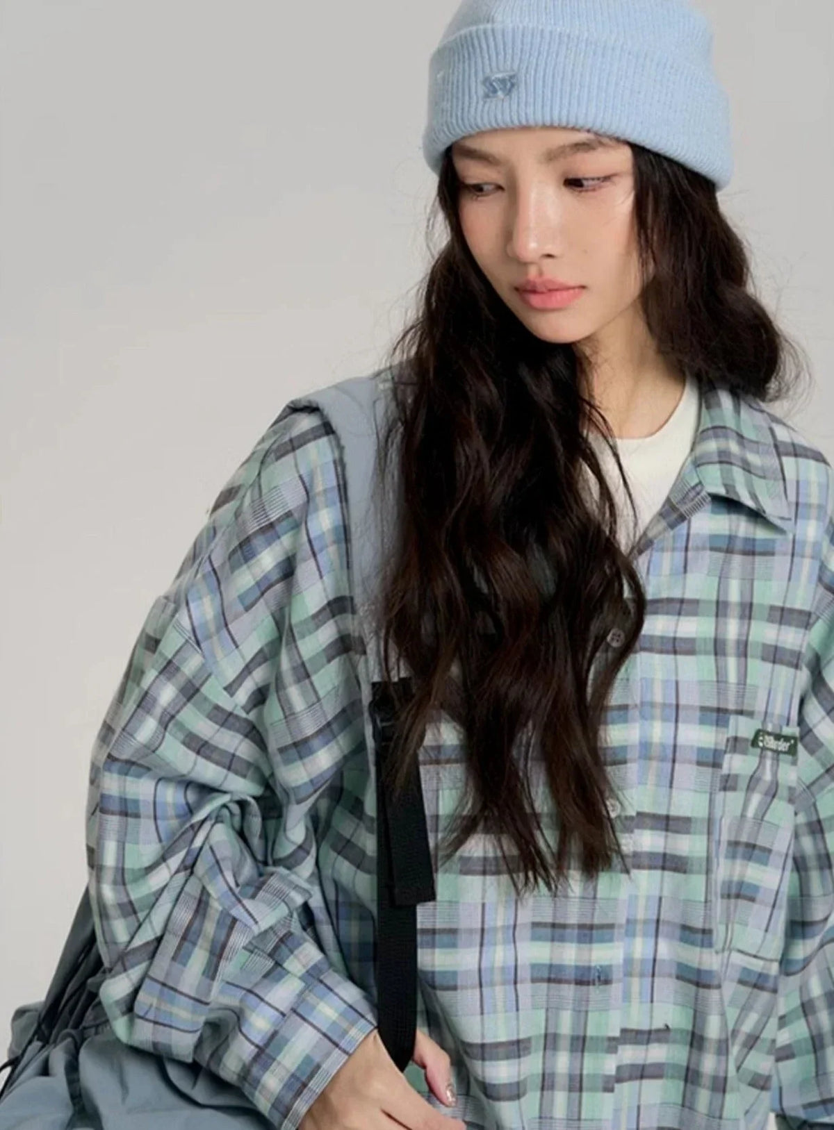 Hip-Hop Loose Plaid Long Shirt