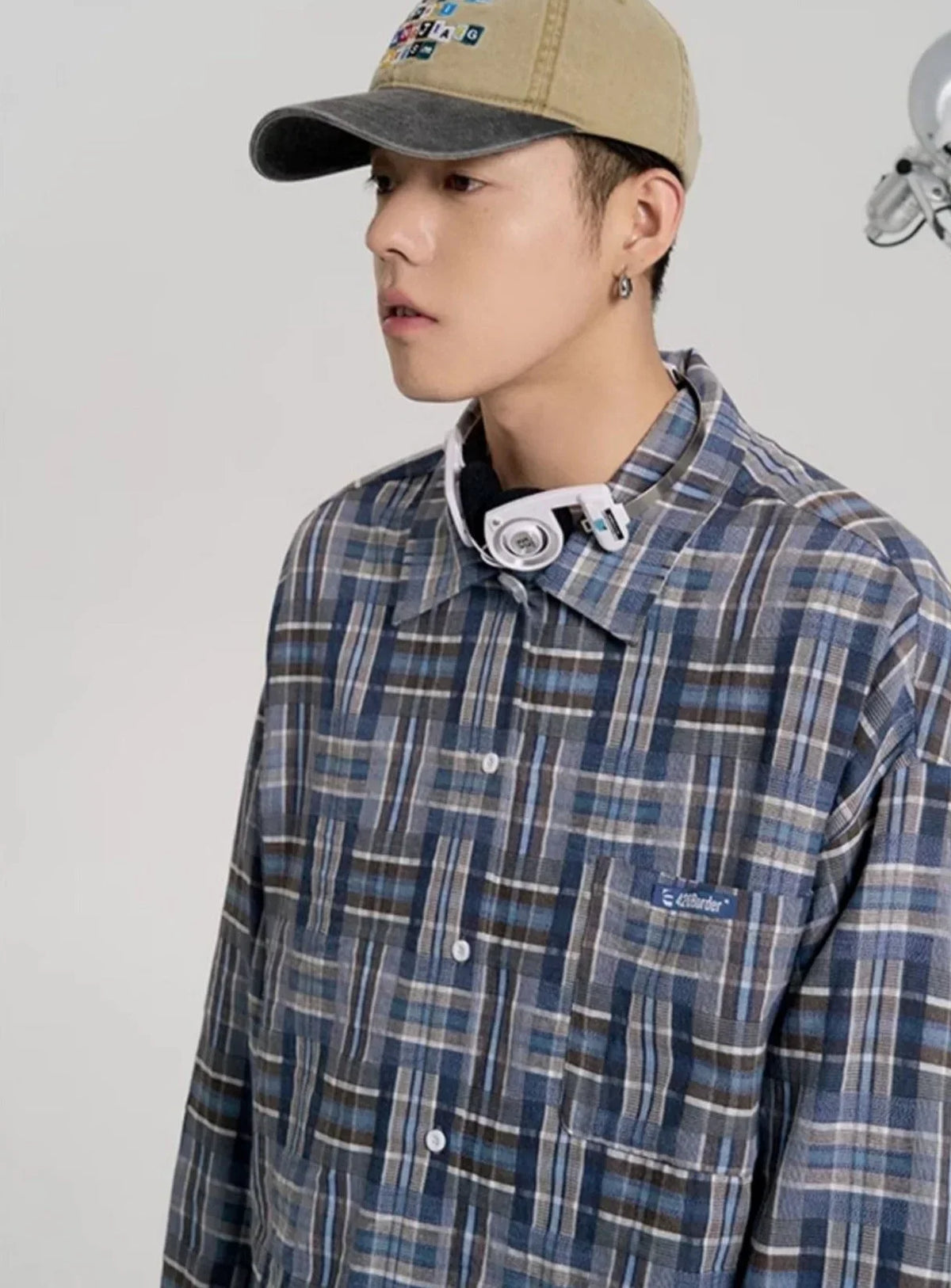 Hip-Hop Loose Plaid Long Shirt