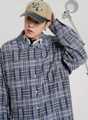 Hip-Hop Loose Plaid Long Shirt