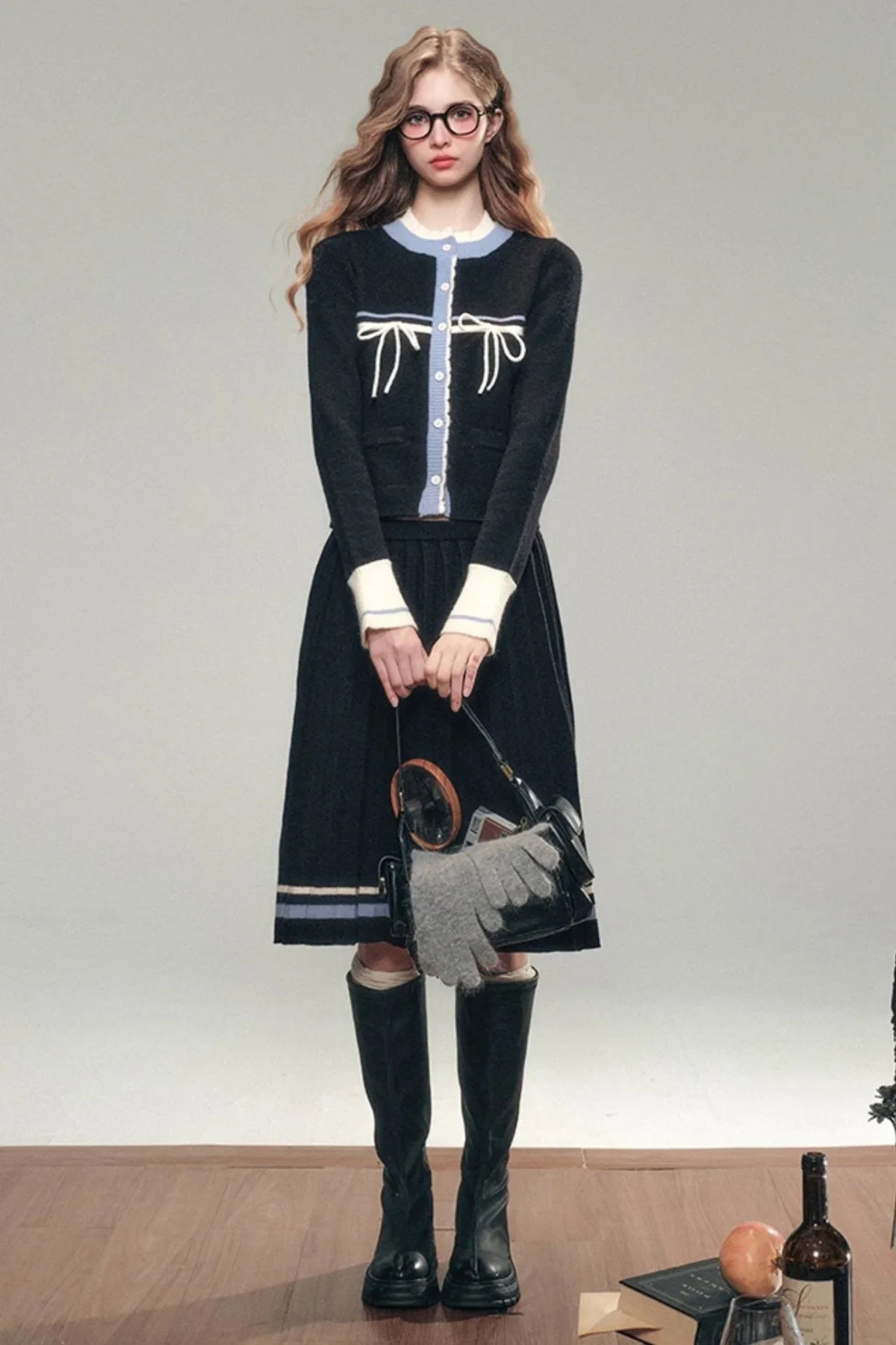 Hokkaido Letter Knitted Sweater Set-Up