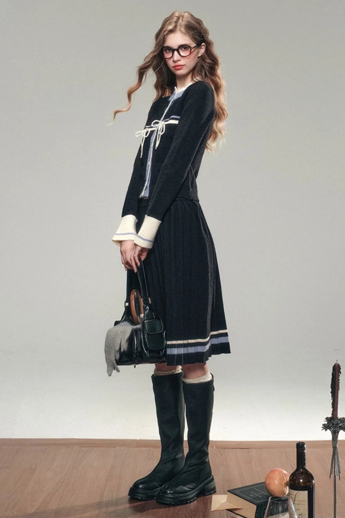 Hokkaido Letter Knitted Sweater Set-Up