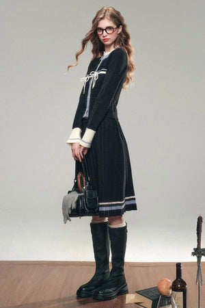 Hokkaido Letter Knitted Sweater Set-Up