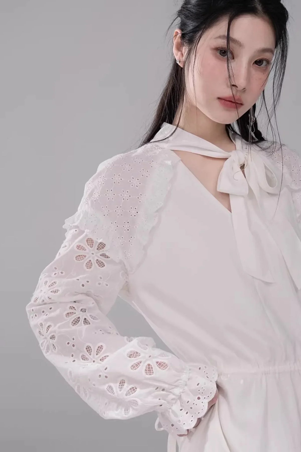 Holiday Lily-Of-The-Valley Embroidered Dress