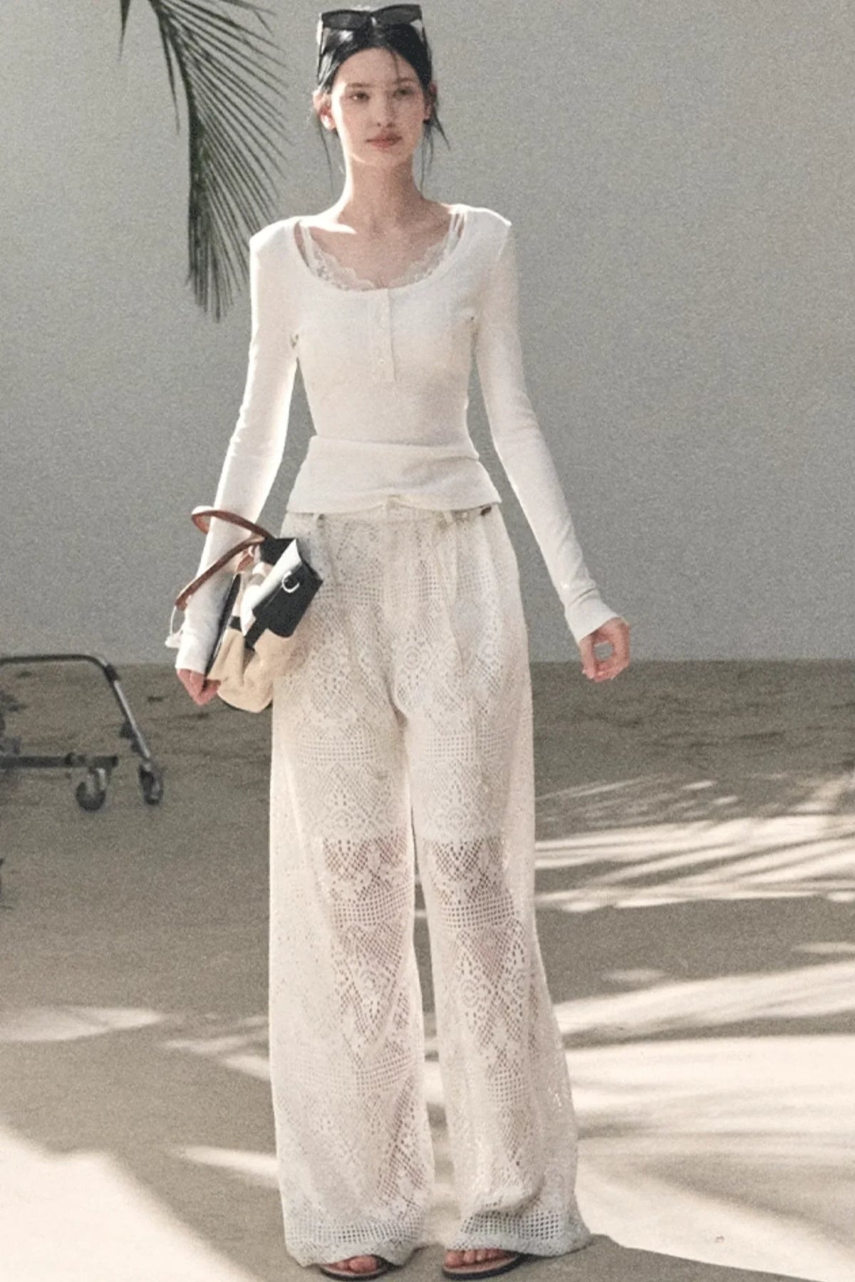 Hollow Crochet Lace Pants