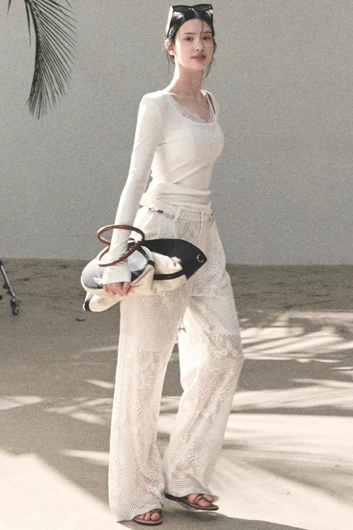 Hollow Crochet Lace Pants