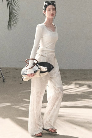 Hollow Crochet Lace Pants