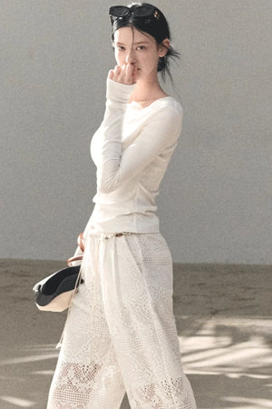 Hollow Crochet Lace Pants