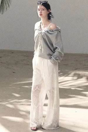 Hollow Crochet Lace Pants