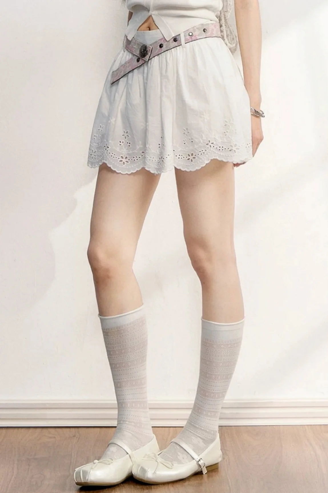 Hollow Embroidery A-Line Skirt