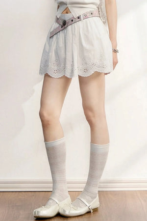 Hollow Embroidery A-Line Skirt