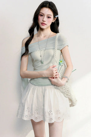 Hollow Embroidery A-Line Skirt