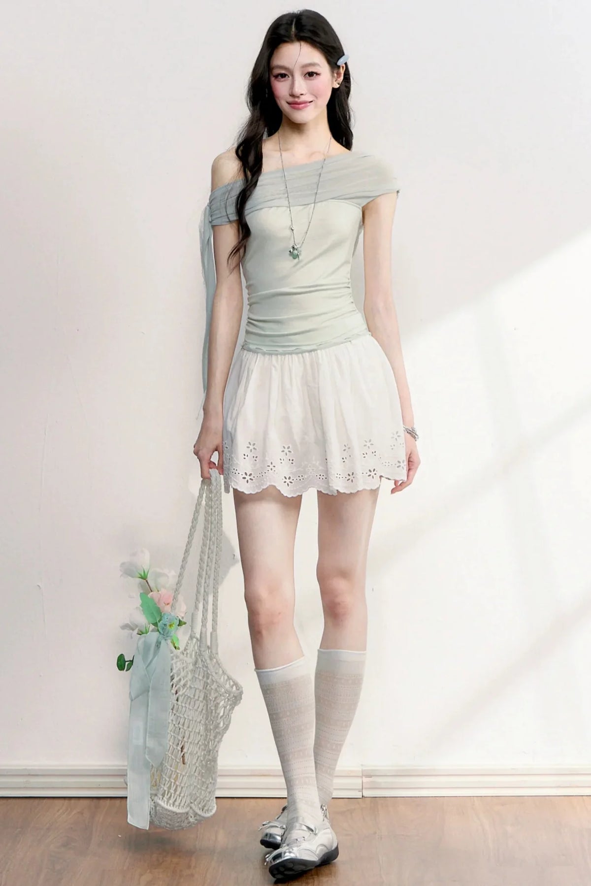 Hollow Embroidery A-Line Skirt