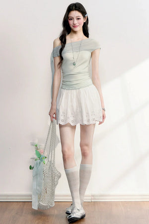 Hollow Embroidery A-Line Skirt