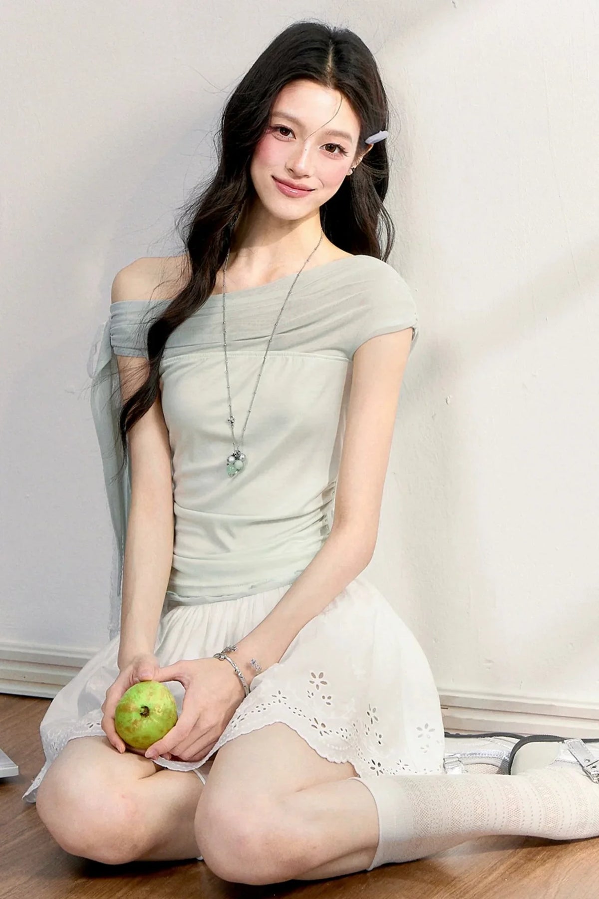 Hollow Embroidery A-Line Skirt