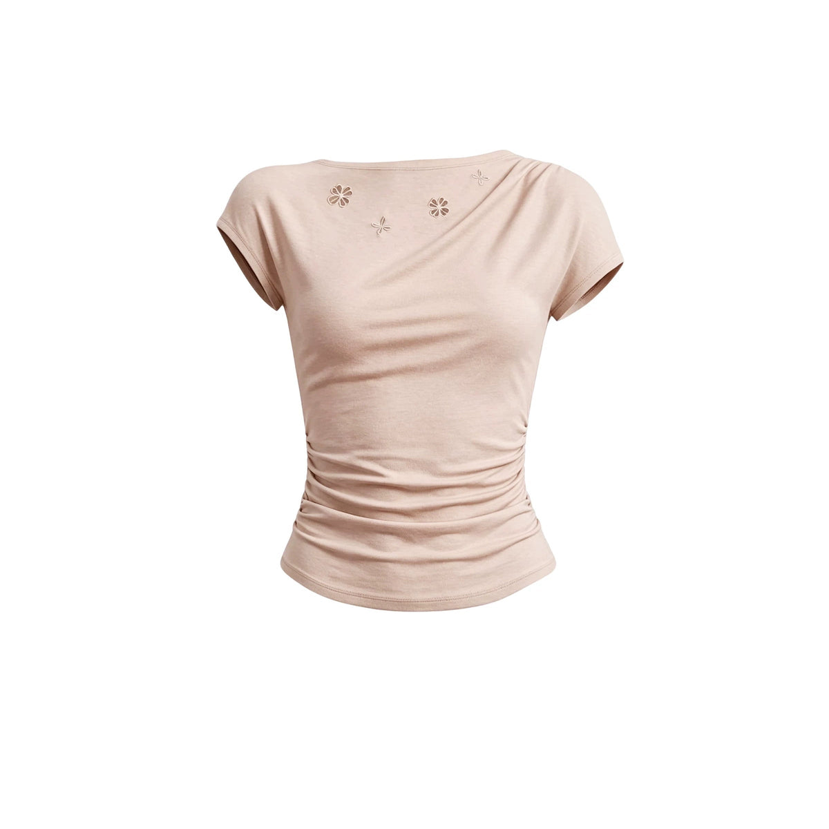 Hollow Embroidery Flutter Sleeve Top