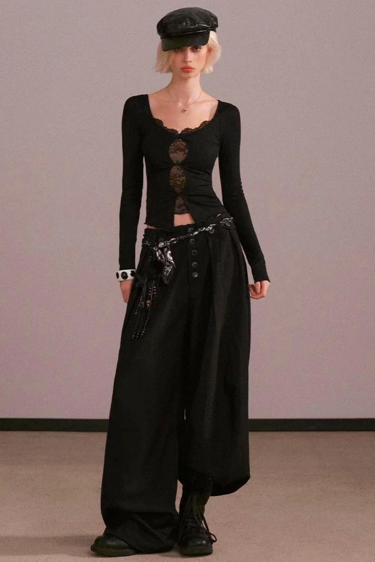 Hollow Lace Two-Piece Top