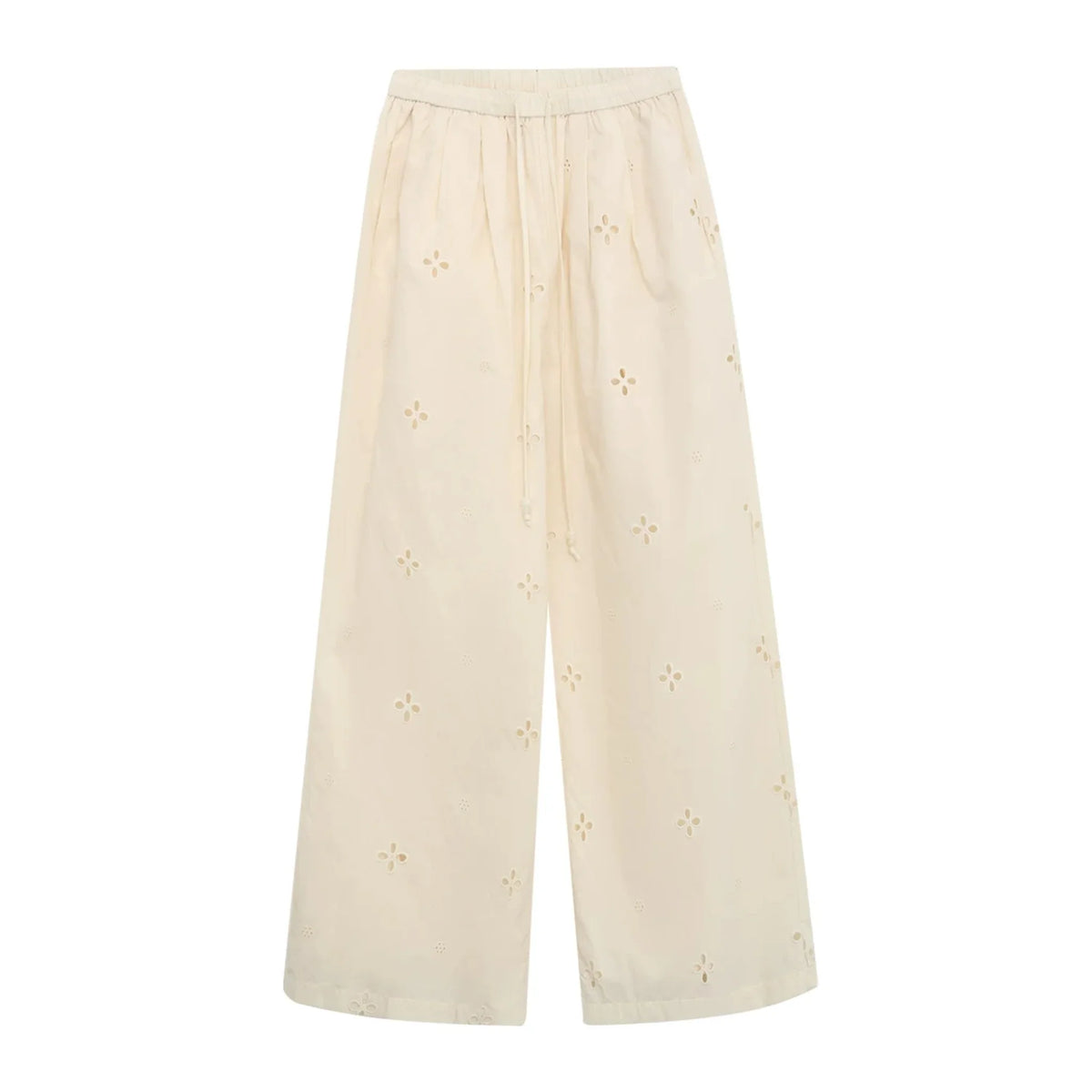 Hollow-Out Embroidered Wide-Leg Pants