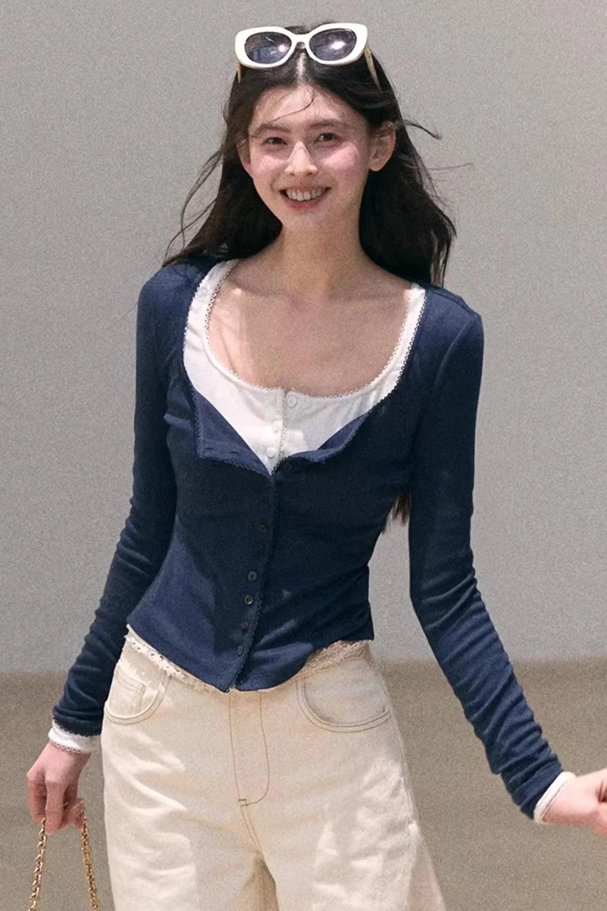 Hollow-Out Ribbed Knit Cardigan
