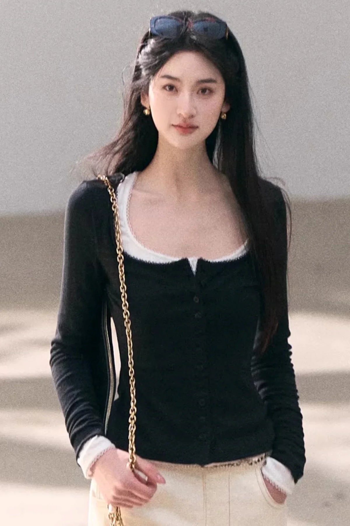 Hollow-Out Ribbed Knit Cardigan