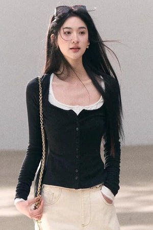 Hollow-Out Ribbed Knit Cardigan