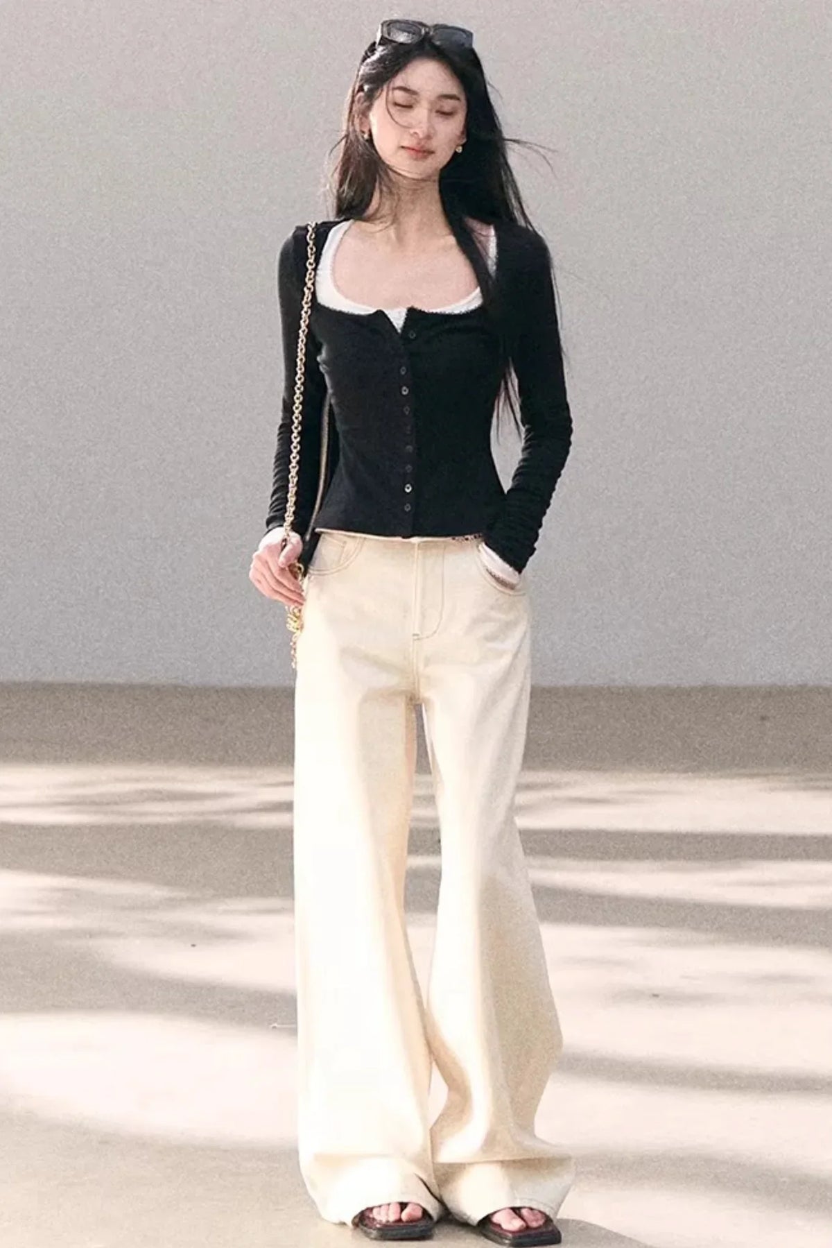 Hollow-Out Ribbed Knit Cardigan