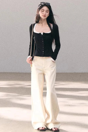 Hollow-Out Ribbed Knit Cardigan