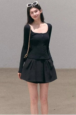 Hollow-Out Ribbed Knit Cardigan
