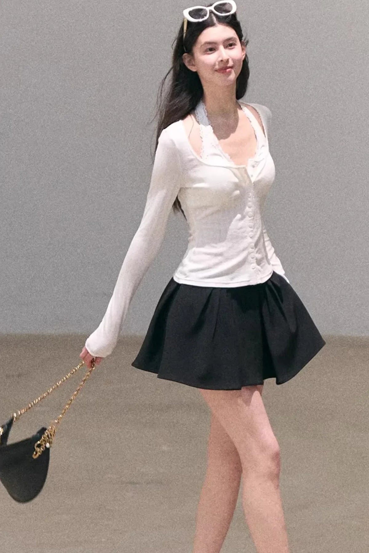 Hollow-Out Ribbed Knit Cardigan