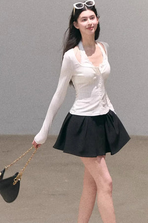 Hollow-Out Ribbed Knit Cardigan