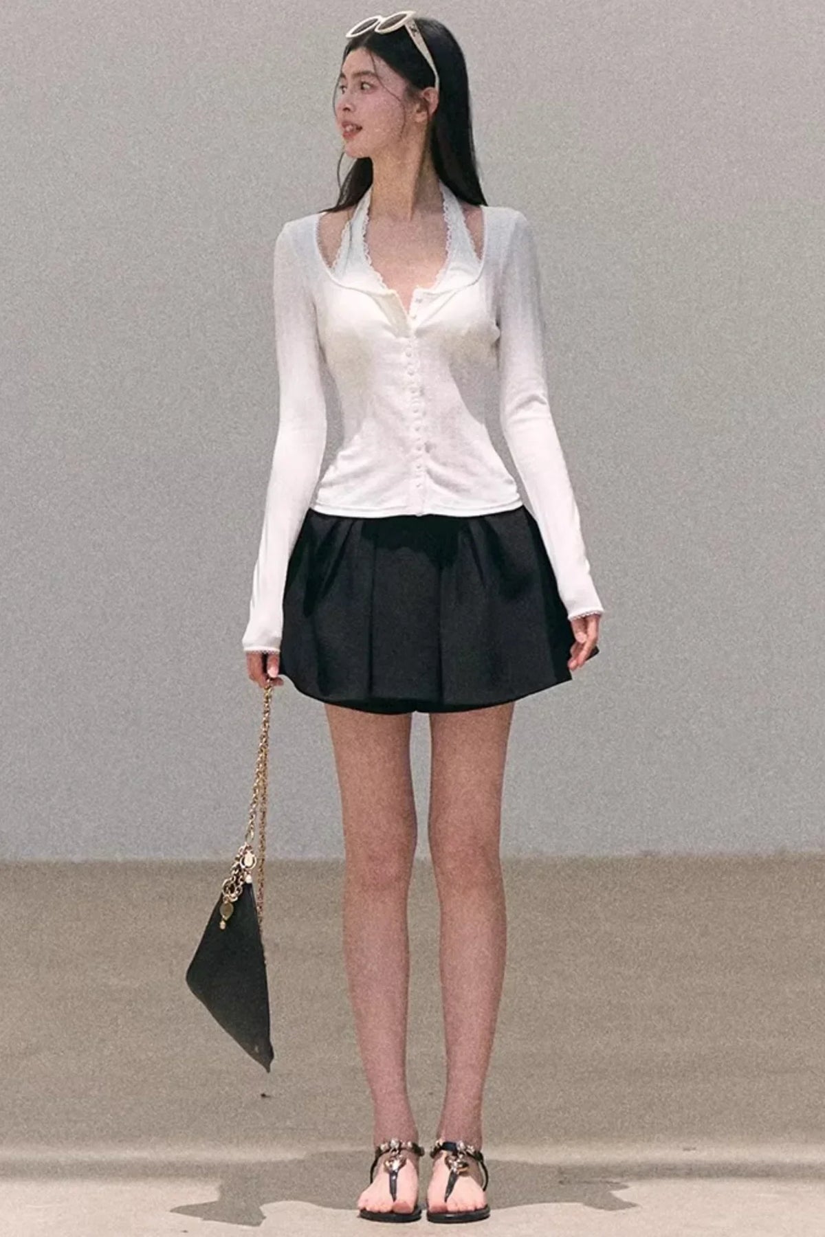 Hollow-Out Ribbed Knit Cardigan
