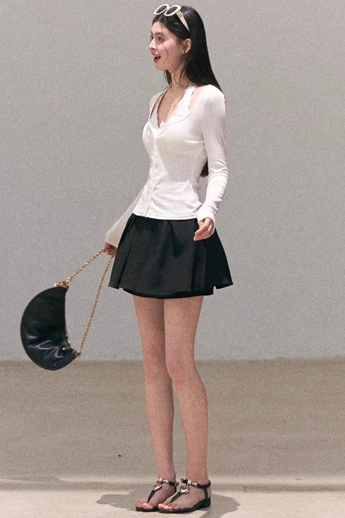Hollow-Out Ribbed Knit Cardigan