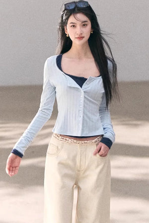 Hollow-Out Ribbed Knit Cardigan