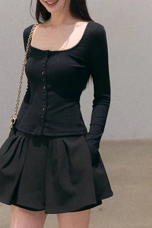 Hollow-Out Ribbed Knit Cardigan