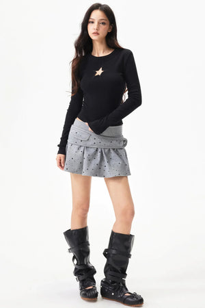Hollow-Out Ribbed Knit Top