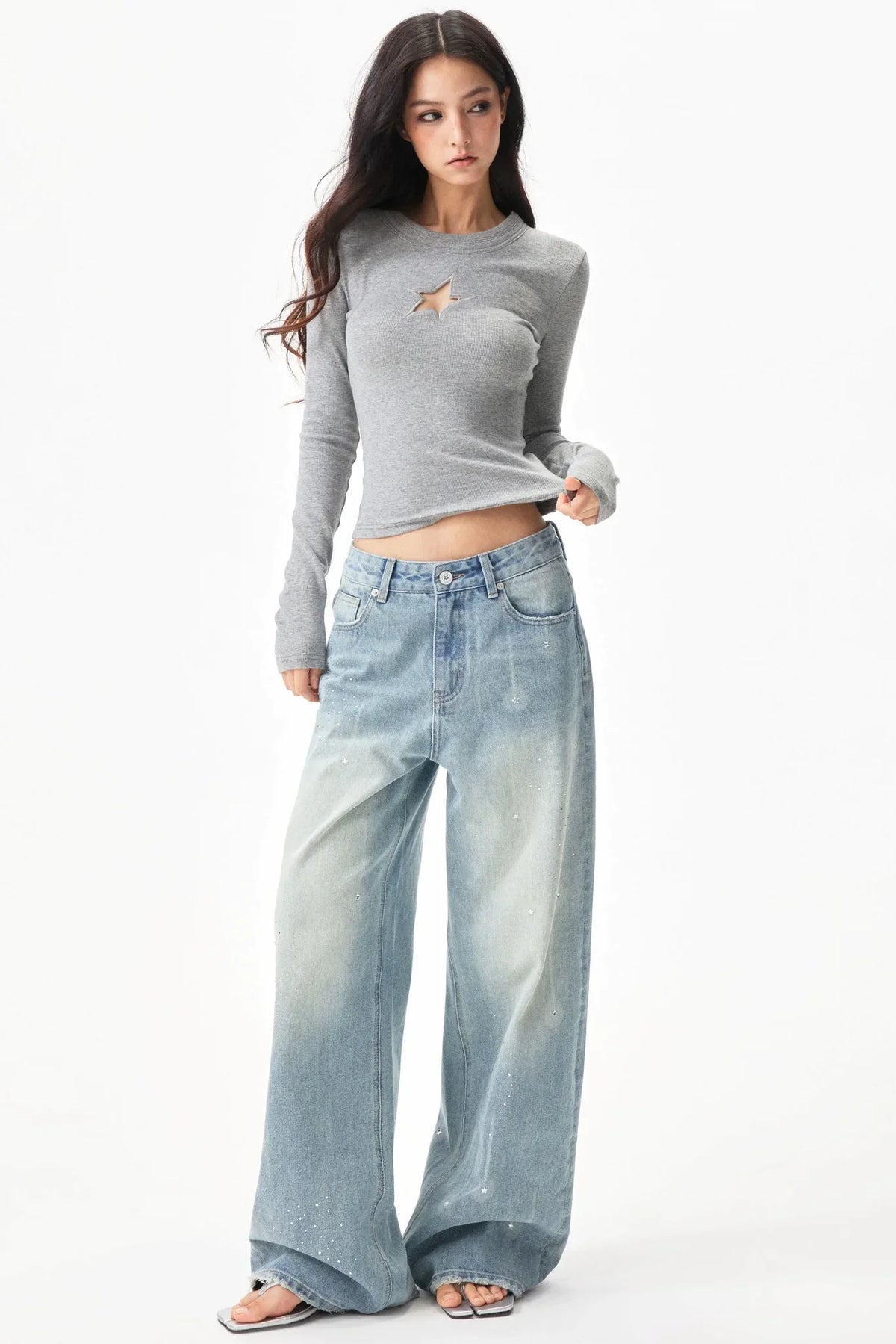 Hollow-Out Ribbed Knit Top