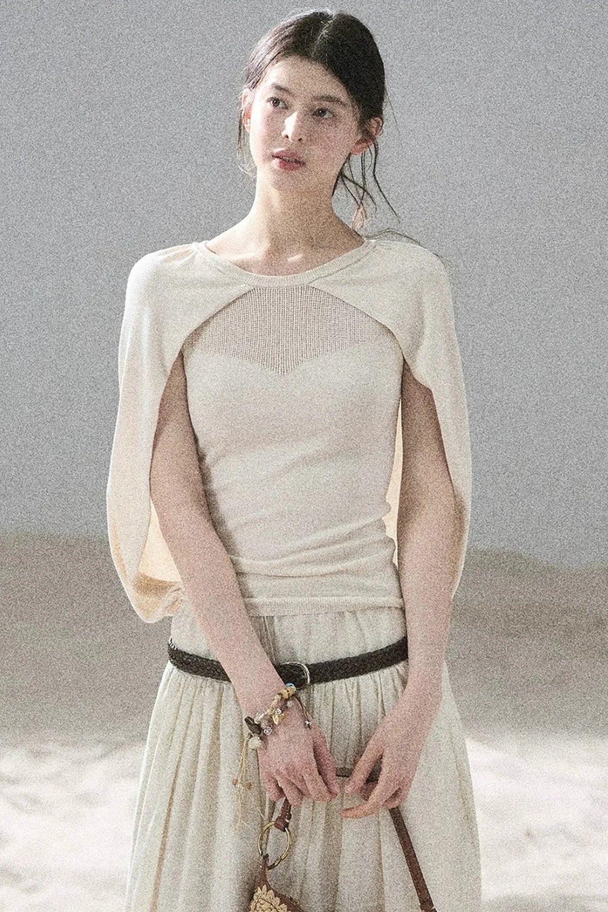 Hollow-Out Shawl Top