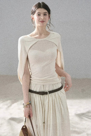 Hollow-Out Shawl Top
