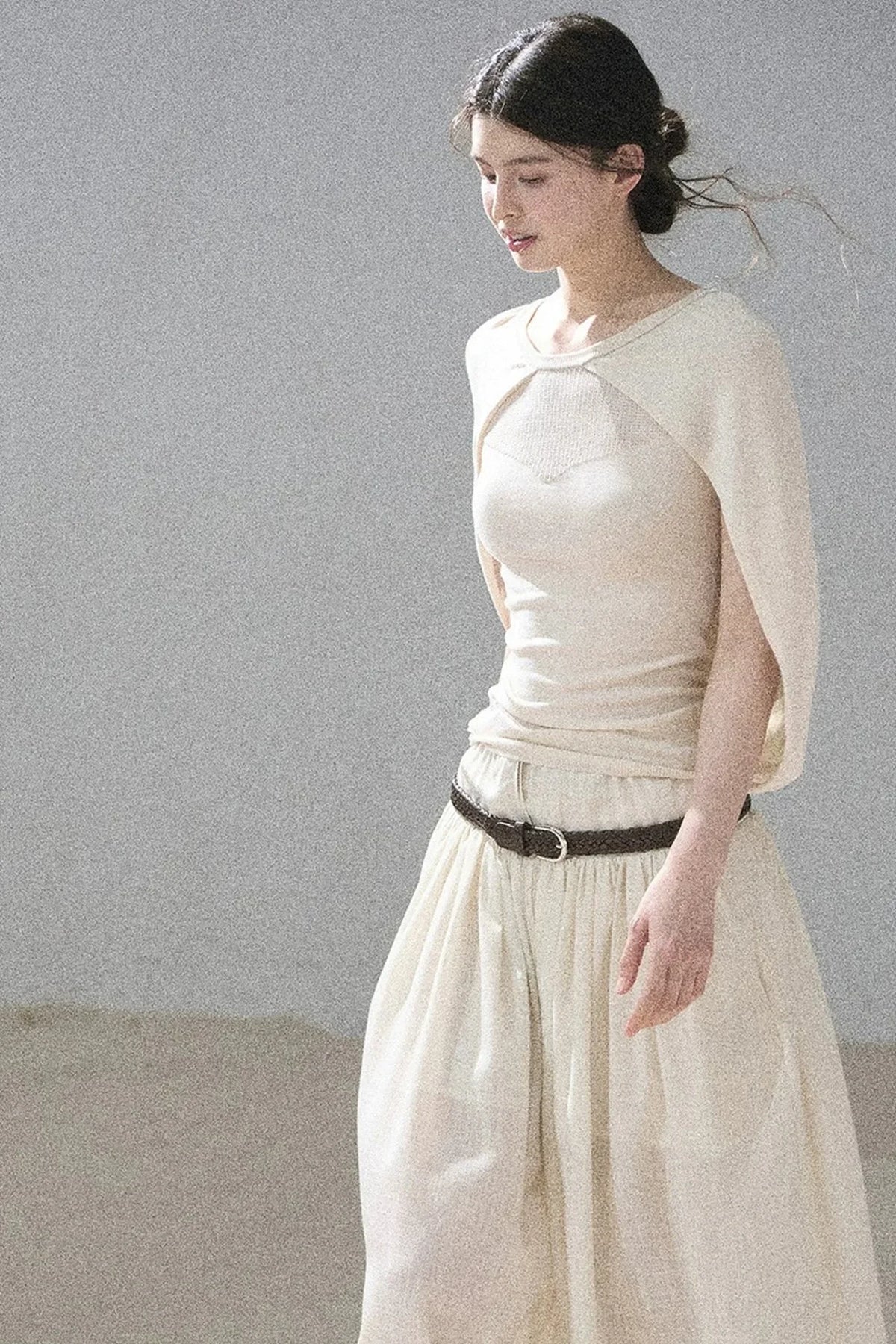 Hollow-Out Shawl Top
