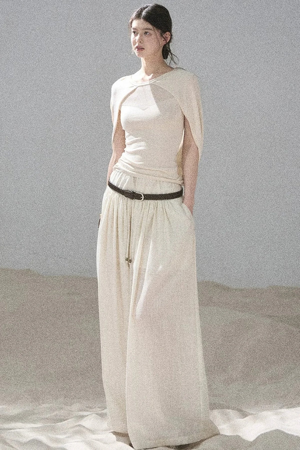 Hollow-Out Shawl Top