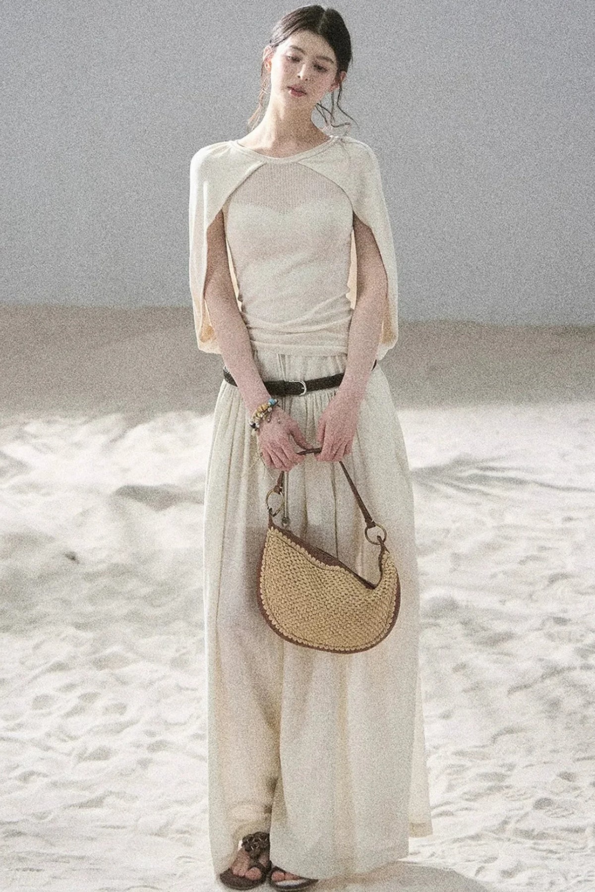 Hollow-Out Shawl Top