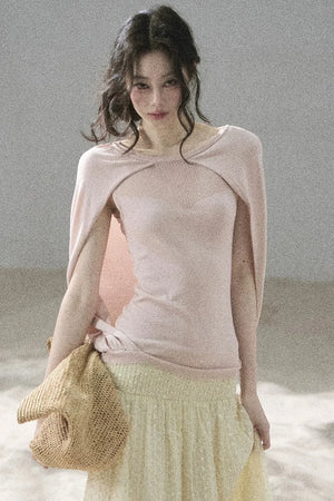 Hollow-Out Shawl Top