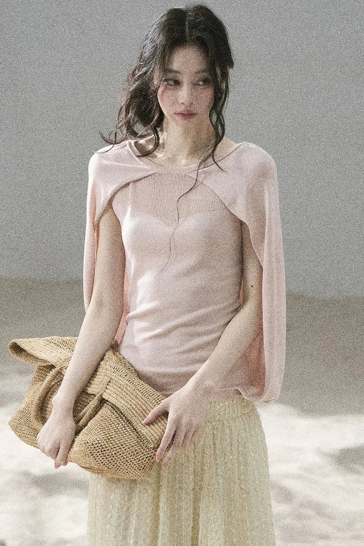 Hollow-Out Shawl Top